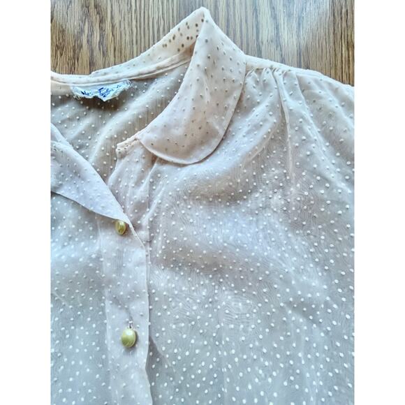 1970s Vintage Sheer Polka Dot Blouse - Size M - Picture 3 of 5